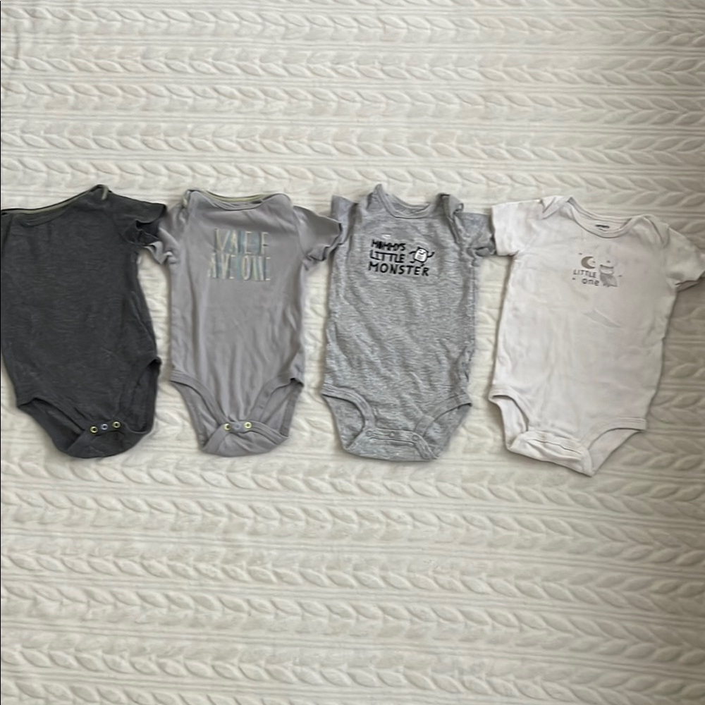 4 pcs Gray and White Kids One Piece Set